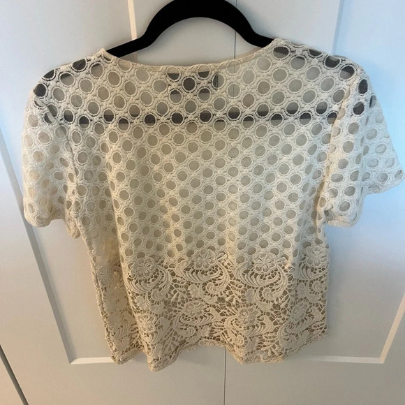 Anthropologie Top Sunday in Brooklyn Womens XS Off-White Ivory Crochet Lace Mesh - Picture 4 of 4